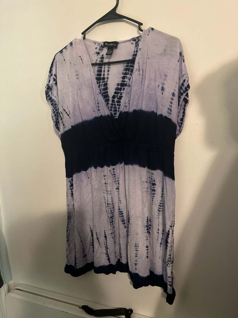 CZ Cover Ups Tie Dye Swimsuit Beach Accessory Top Blue and Black Women's Large